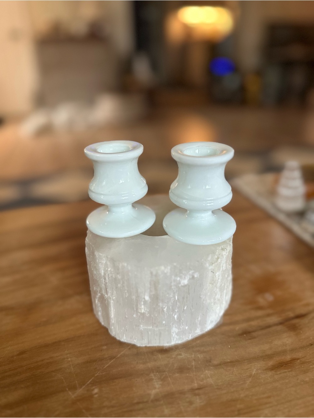 Vintage Milk glass Candle Holders Set of 2 - 2.5” tall